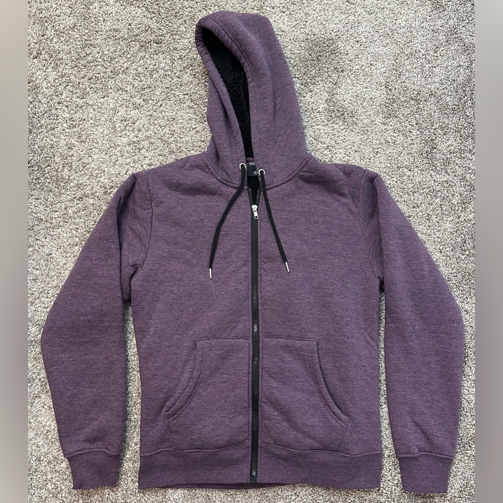 Hollywood the Jean People Women’s Purple Fleece Lined Thick Hooded Zip Up Size L